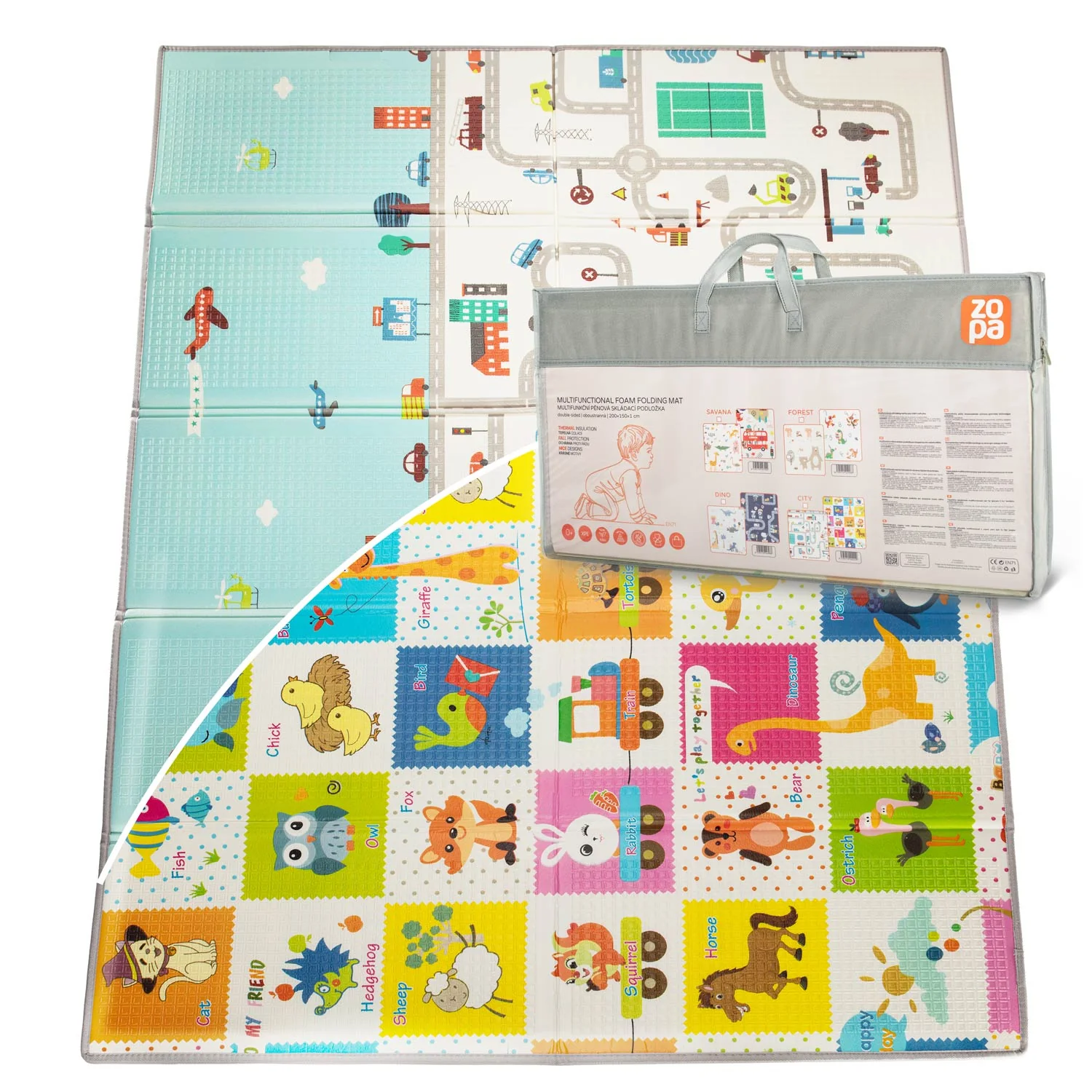 Zopa Multifunkční pěnová skládací podložka oboustranná 200x150, City 4