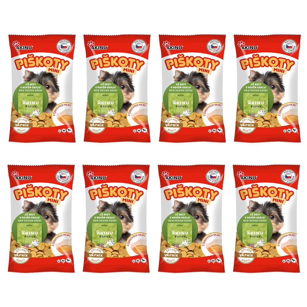Akinu Mini piškoty s vápníkem pamlsek pro psy 8 x 120 g