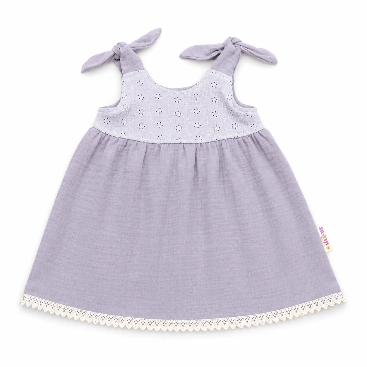 Baby Nellys Letní lehoučké mušelínové šaty Summer, šedé, Vel. 56/62