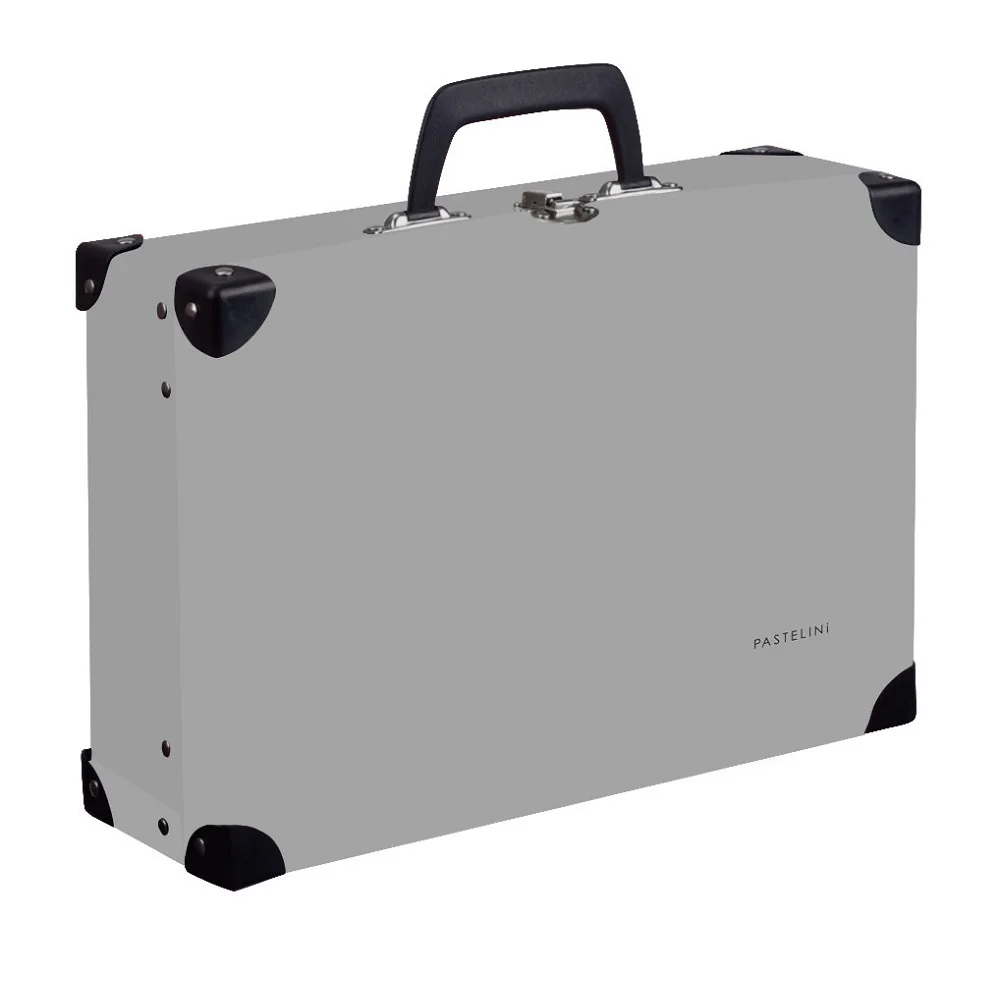 Oxybag PASTELINi - hranatý okovaný kufřík na výtvarku A4, šedý