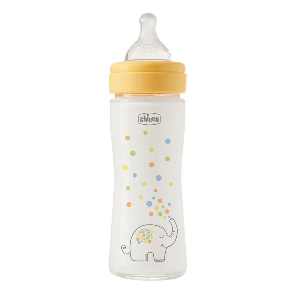 Chicco Kojenecká skleněná láhev Perfect Easy pomalý silikonový průtok 0m+ 240 ml neutrální