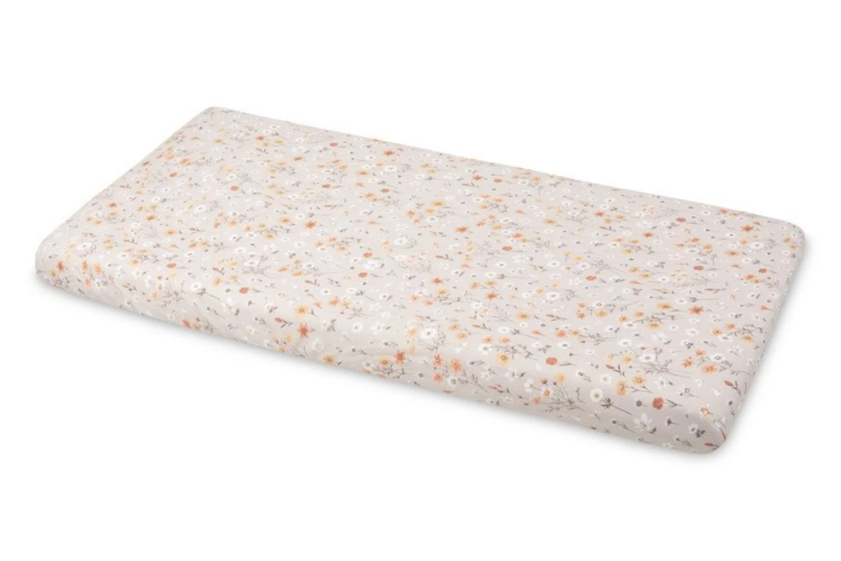 SENSILLO Prostěradlo do postýlky 120x60 s gumičkou – bavlněné, dětské, kvítky béžové