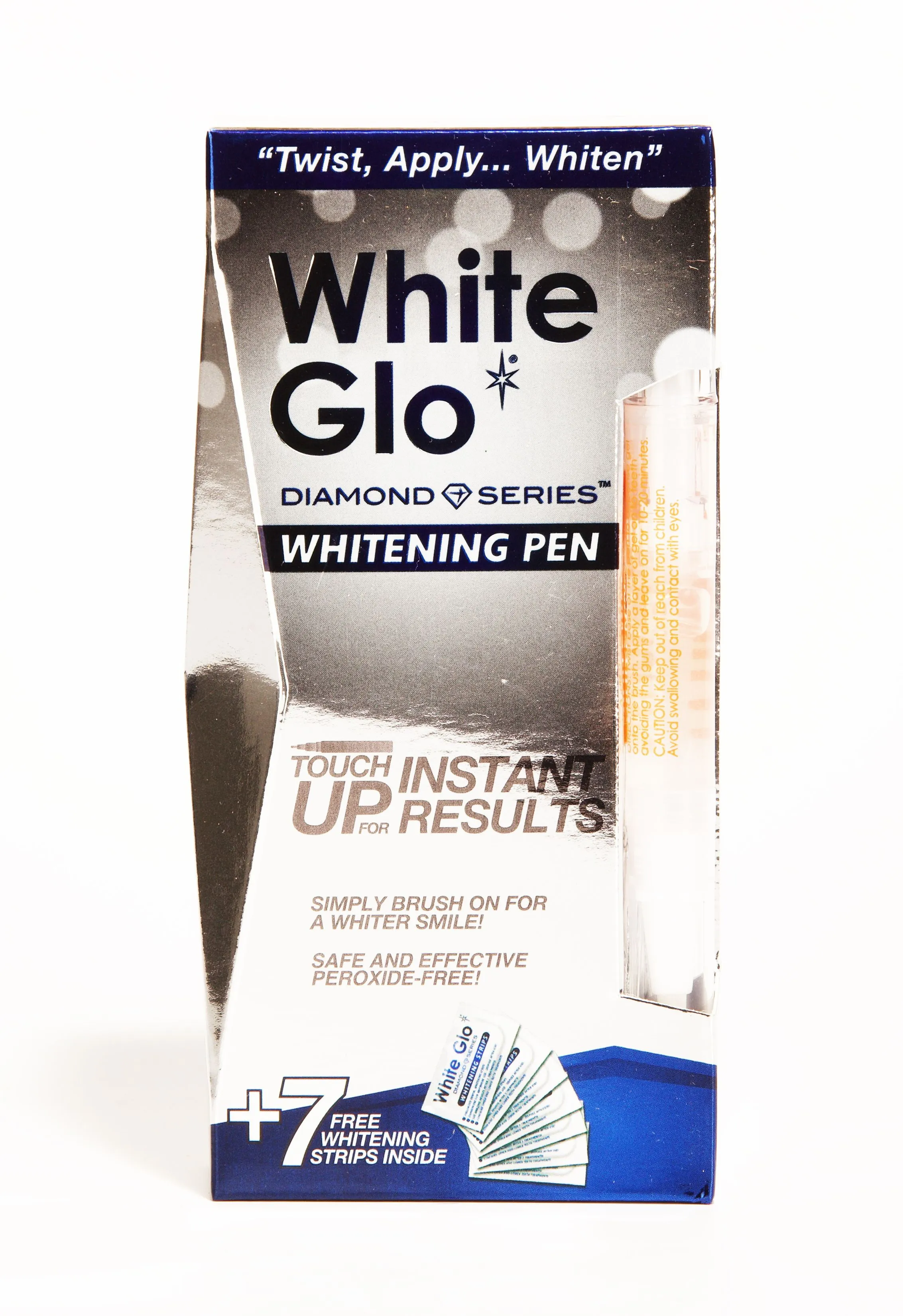 White Glo Diamond Series bělicí pero 2,5 ml + bělicí pásky 7 ks