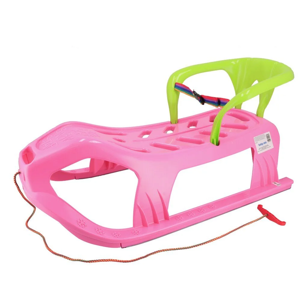 Baby Mix Plastové sáňky s opěradlem  SNOW STAR růžové