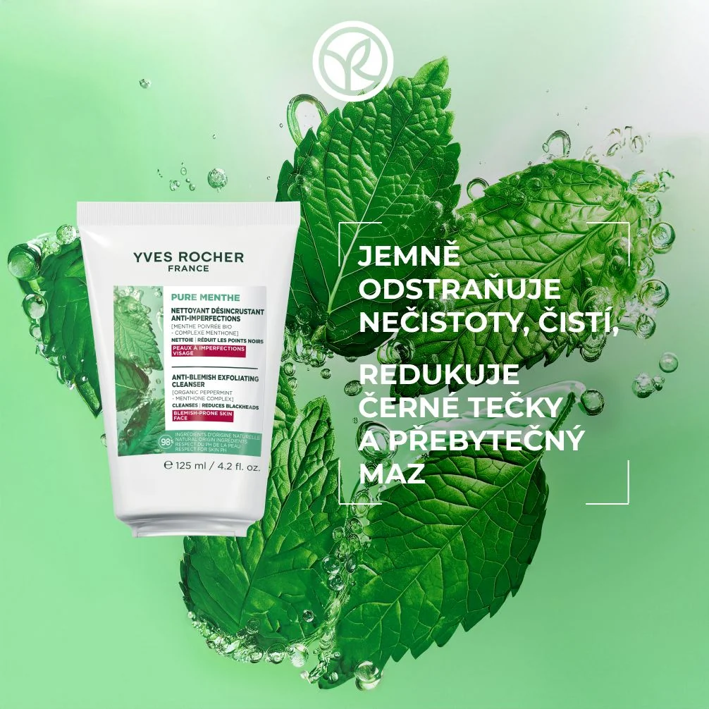Yves Rocher Pure Menthe Čisticí gel s jemným peelingem 125 ml