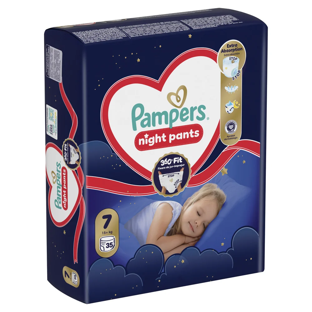 Pampers Night Pants vel. 7 15+ kg dětské plenkové kalhotky 35 ks
