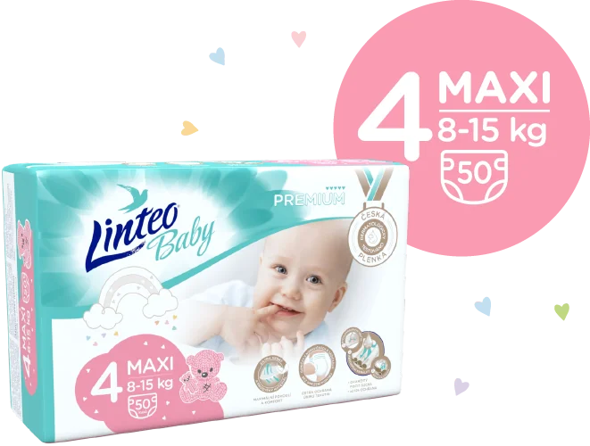 Linteo Baby PREMIUM 4 Maxi 8-15 kg dětské plenky 50 ks