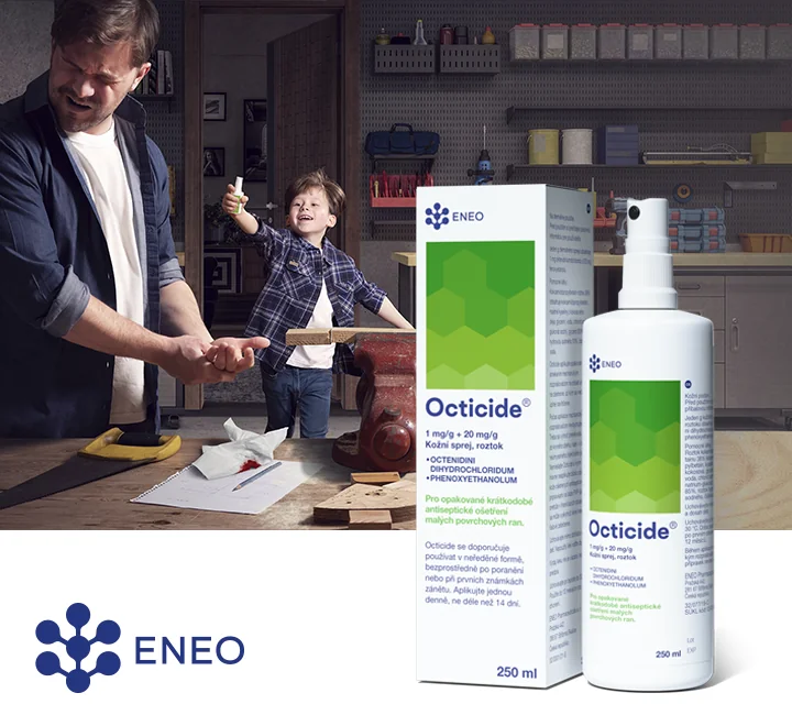 ENEO Octicide 1 mg/g + 20 mg/g kožní sprej, roztok 50 ml ENEO Octicide 1 mg/g + 20 mg/g kožní sprej, roztok 50 ml