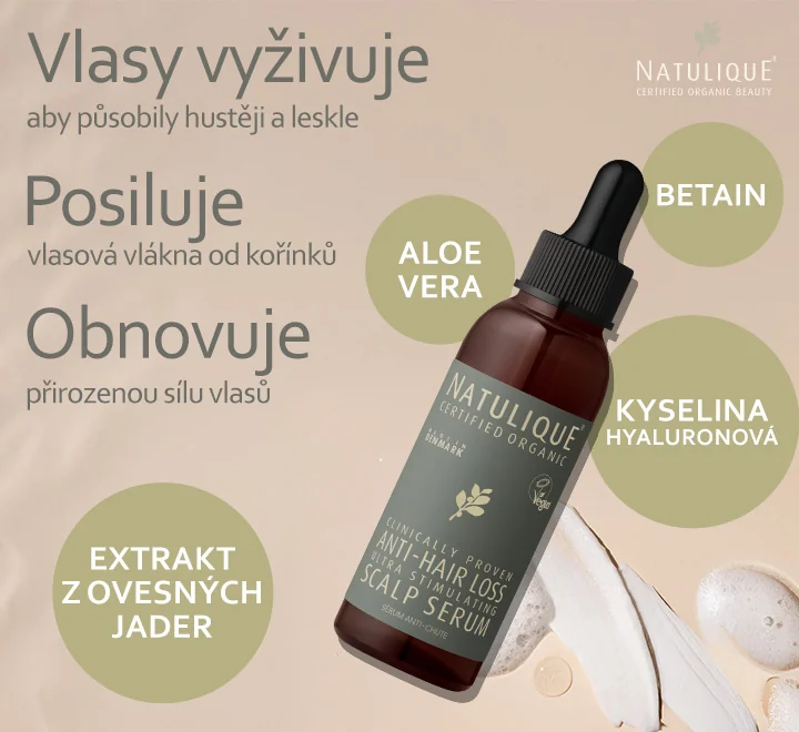 Natulique Anti-Hair Loss Scalp Serum. Vlasy vyživuje, aby vypadaly hustěji a leskle. Posiluje vlasová vlákna od kořínků. Obnovuje přirozenou sílu vlasů. Natulique Anti-Hair Loss Scalp Serum. Vlasy vyživuje, aby vypadaly hustěji a leskle. Posiluje vlasová vlákna od kořínků. Obnovuje přirozenou sílu vlasů.