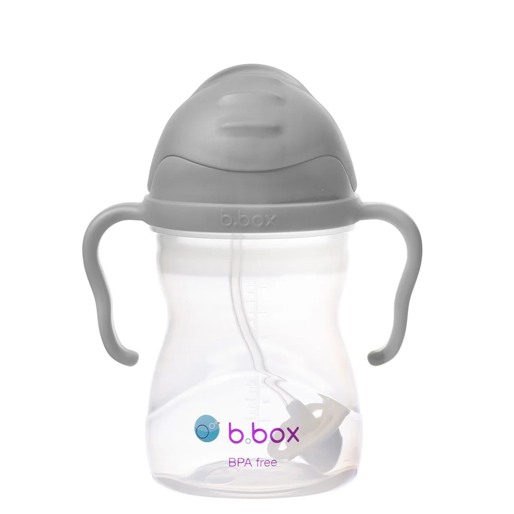 B.BOX Hrneček s brčkem - šedý 240 ml