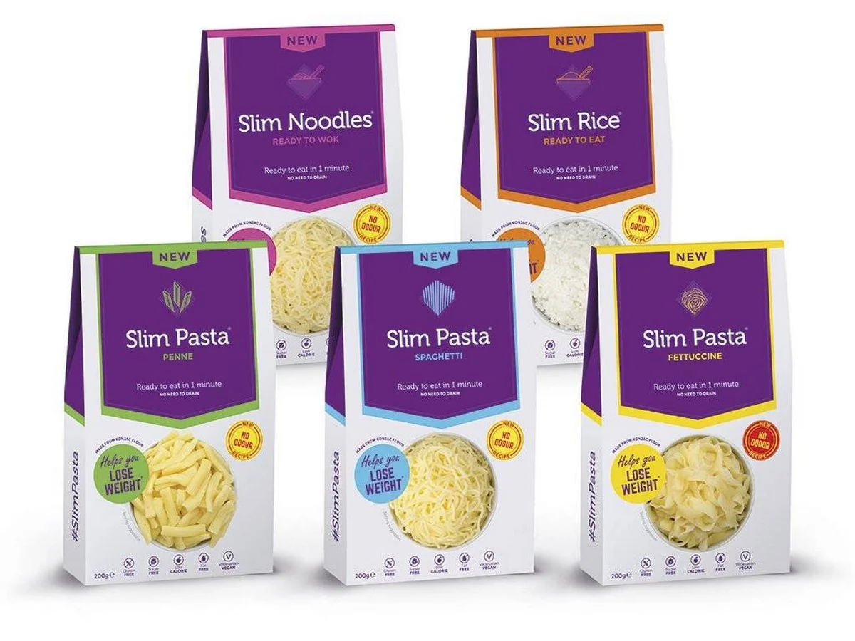 Slim Pasta Konjakové těstoviny bez nálevu, mix různých druhů, výhodný balíček 5 ks