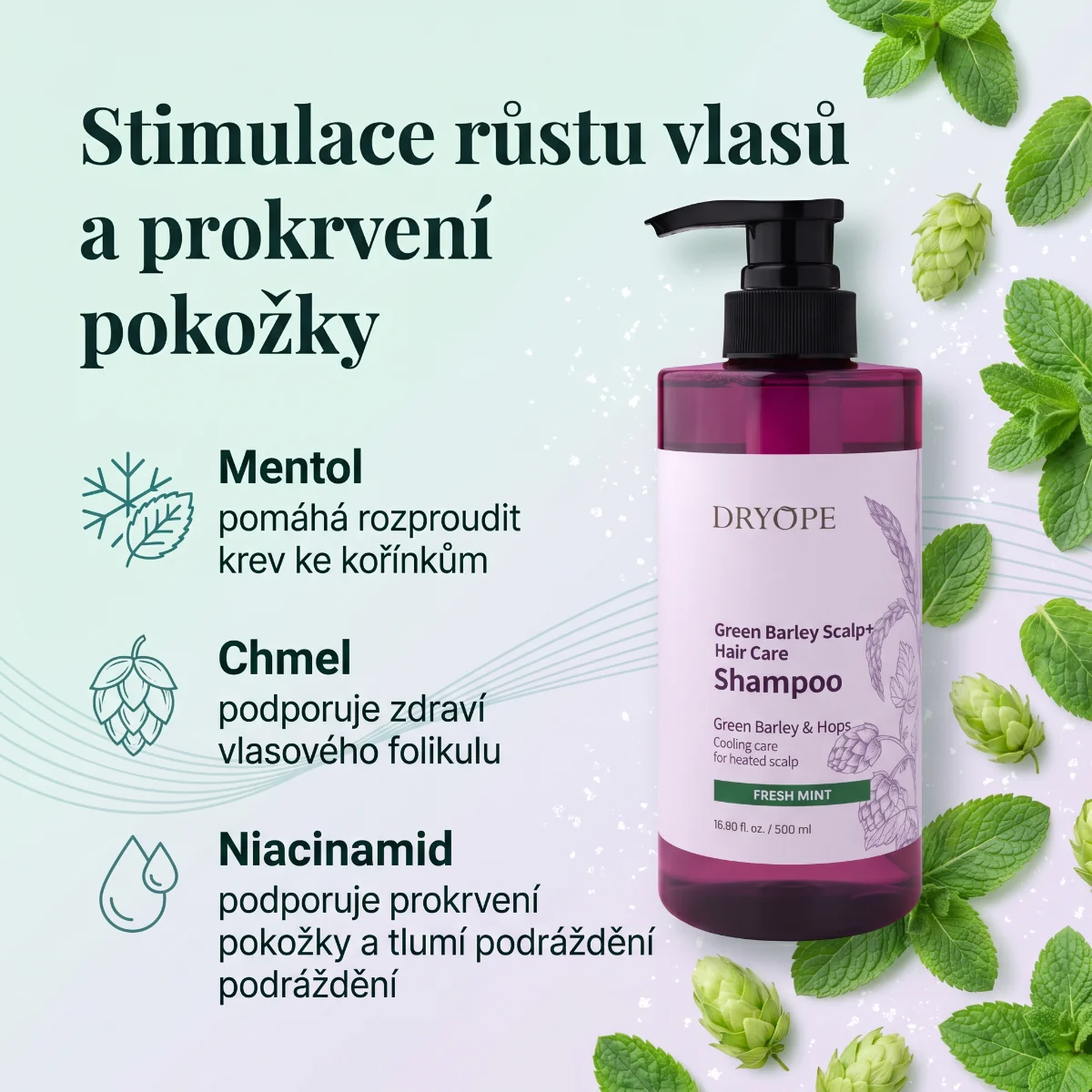 DRYOPE Fresh Mint šampon při vypadávání vlasů 500 ml