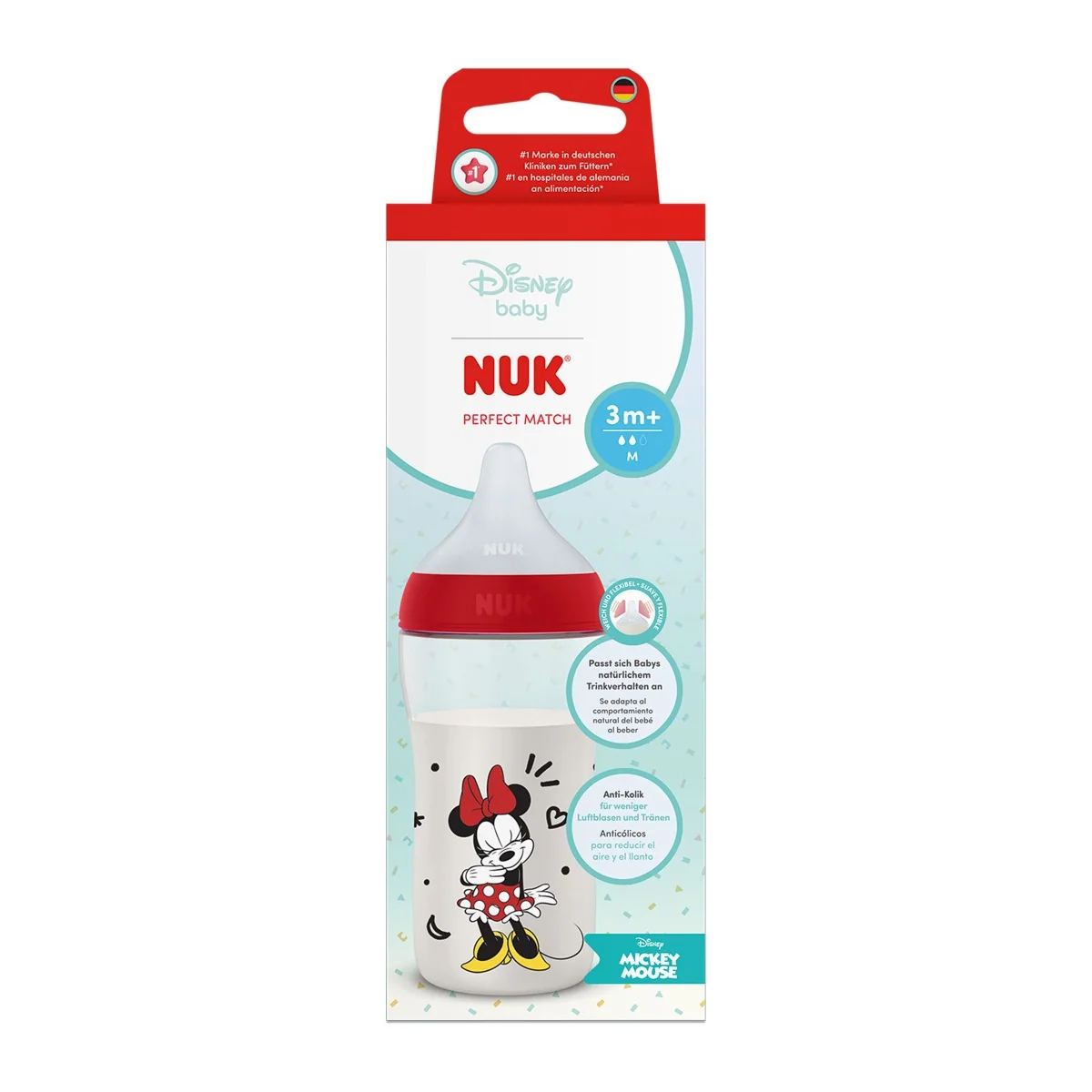 NUK Perfect Match Láhev Disney Minnie 3m+ 260 ml 1 ks red