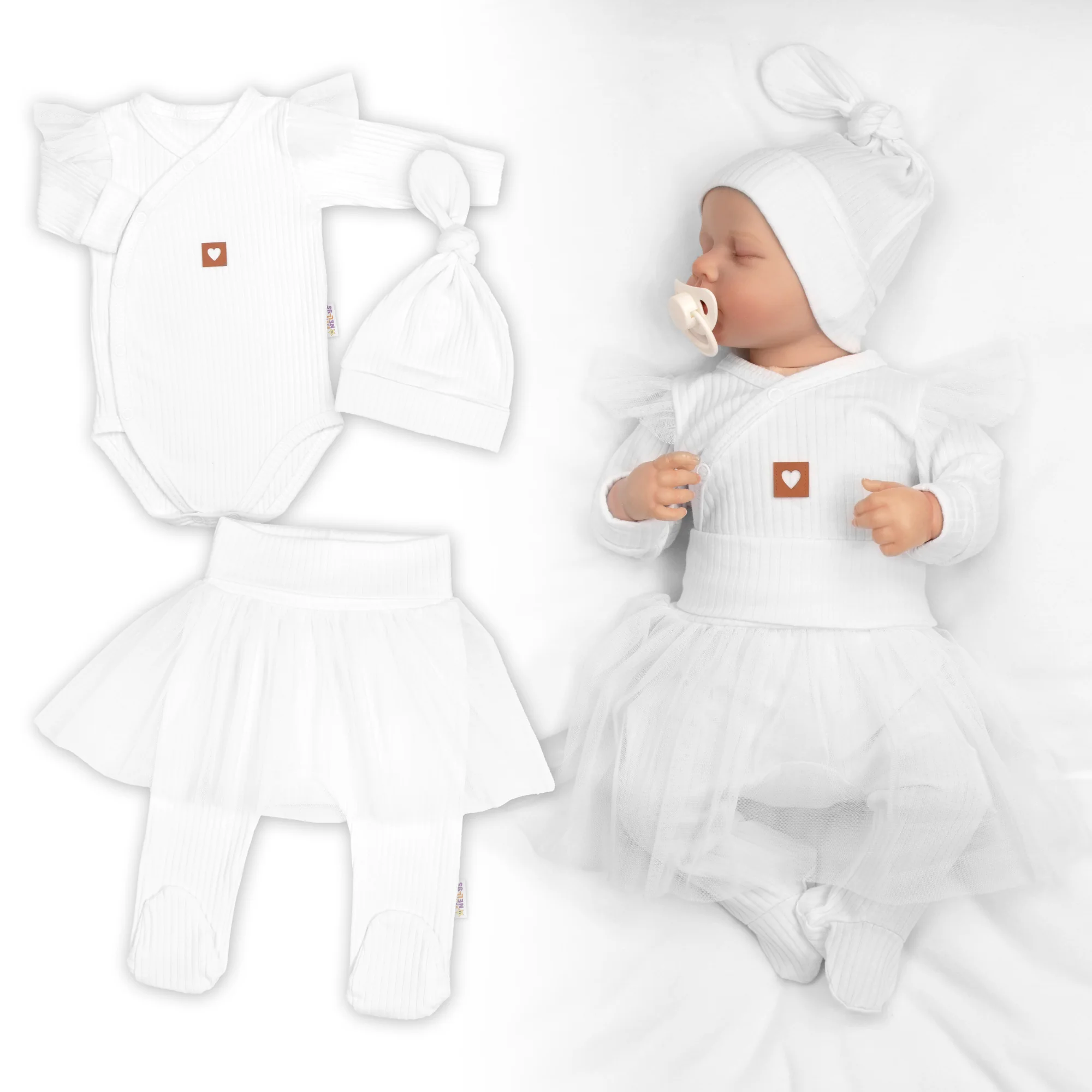 Baby Nellys Rostoucí souprava 3D Lux, Sweet Angel - bílá, 68/74