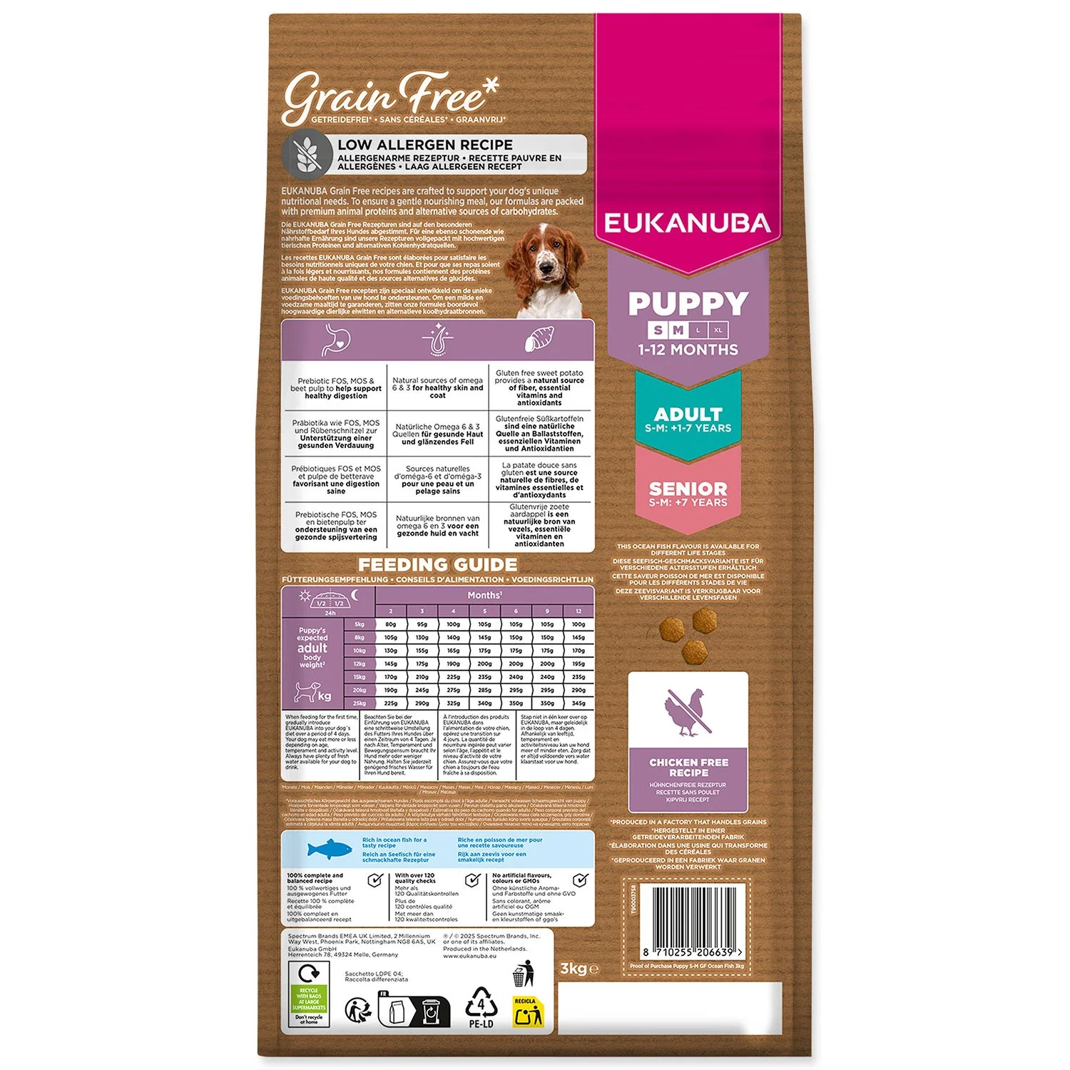 Eukanuba Krmivo Grain Free Puppy Small & Medium rich in ocean fish 3kg