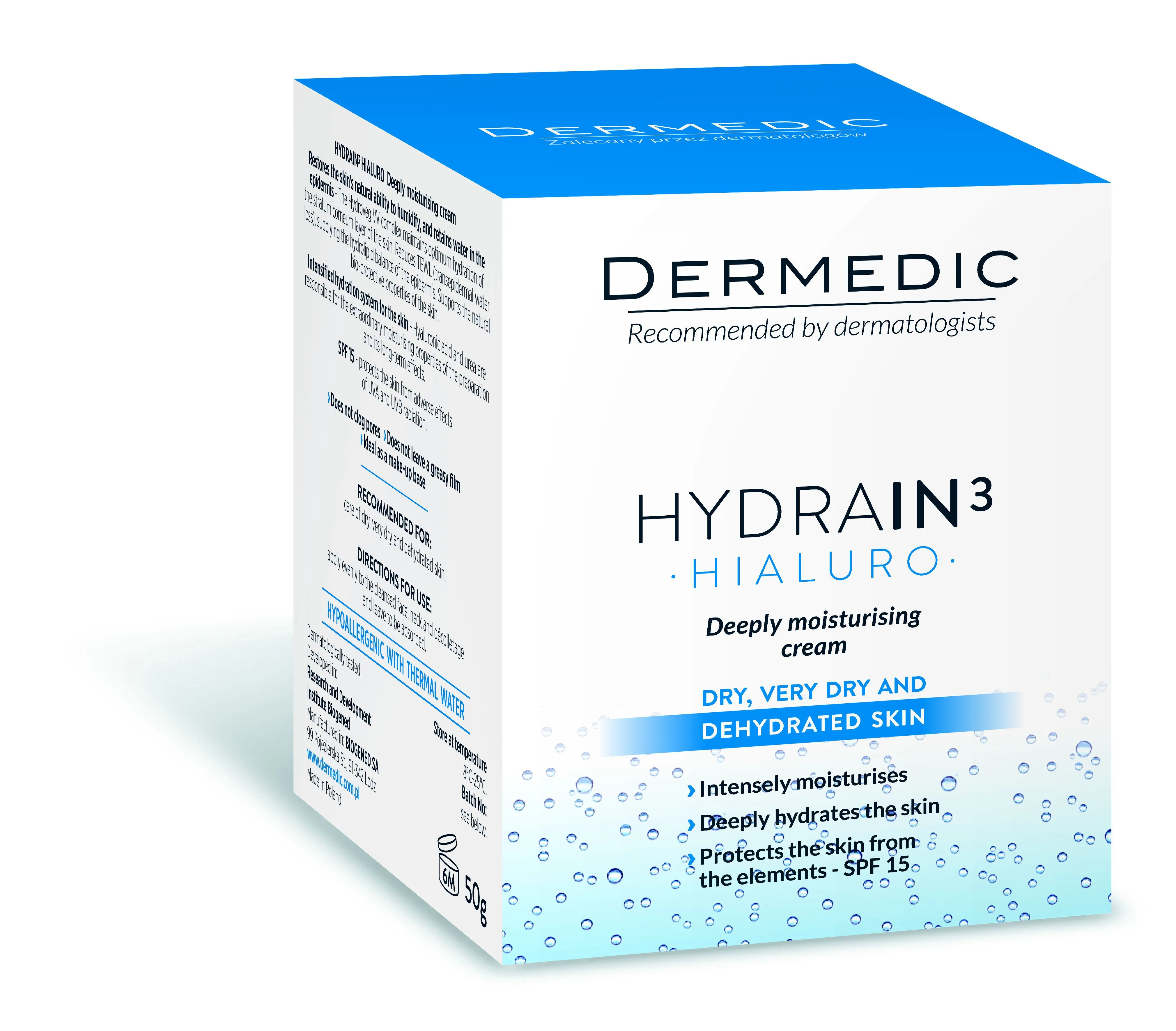 Dermedic Hydrain3 Hialuro SPF15 hydratační denní krém 50 g