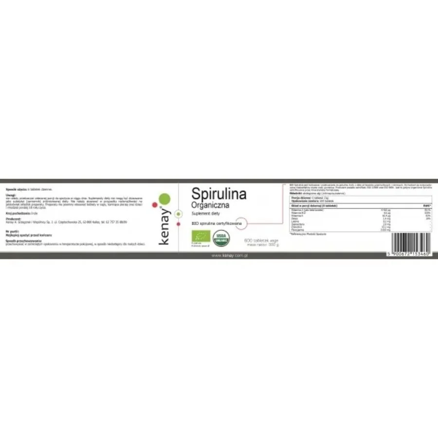 Kenay Spirulina organická 600 tablet