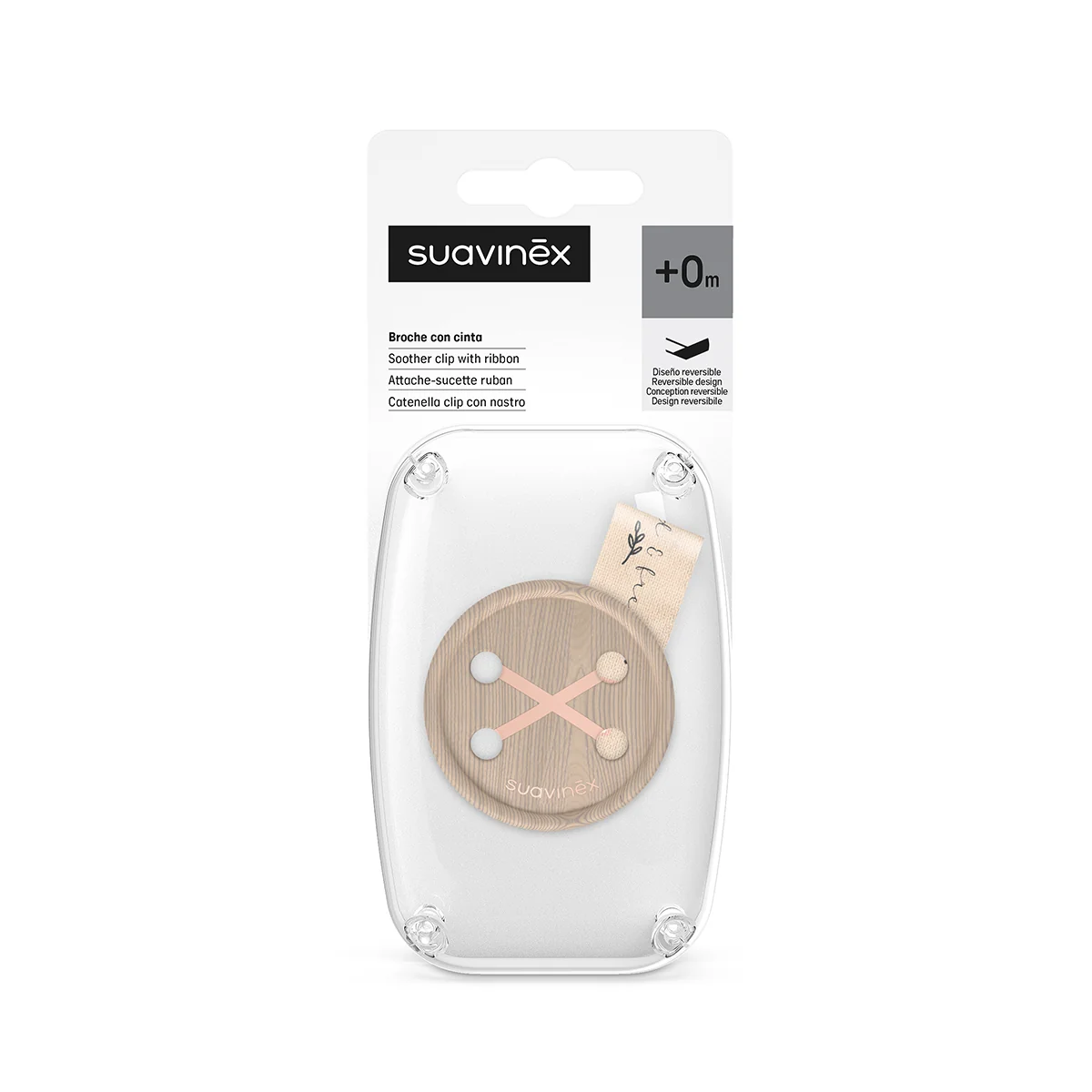 Suavinex Klip na dudlík se stuhou WILD & FREE 1 ks růžový
