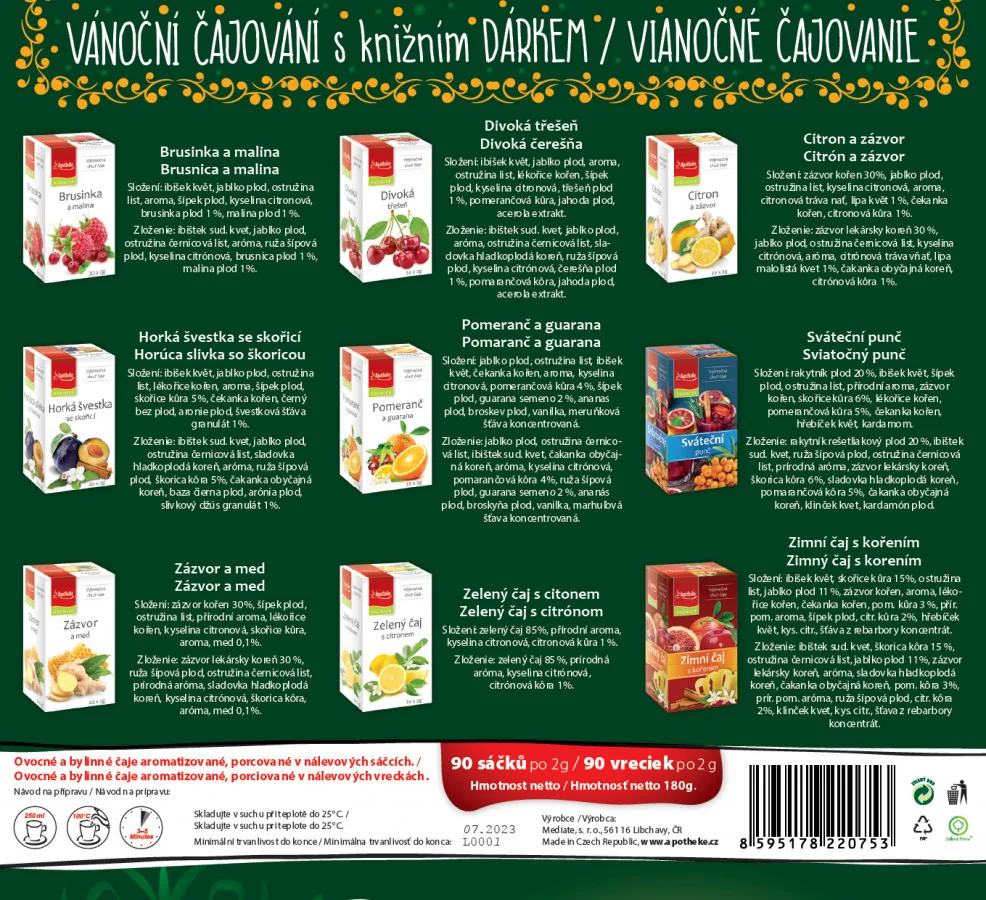 Apotheke Kolekce prémiových čajů vánoční 90x2 g + herbář