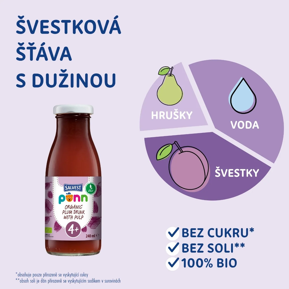SALVEST Põnn BIO Švestková šťáva s dužinou 240 ml
