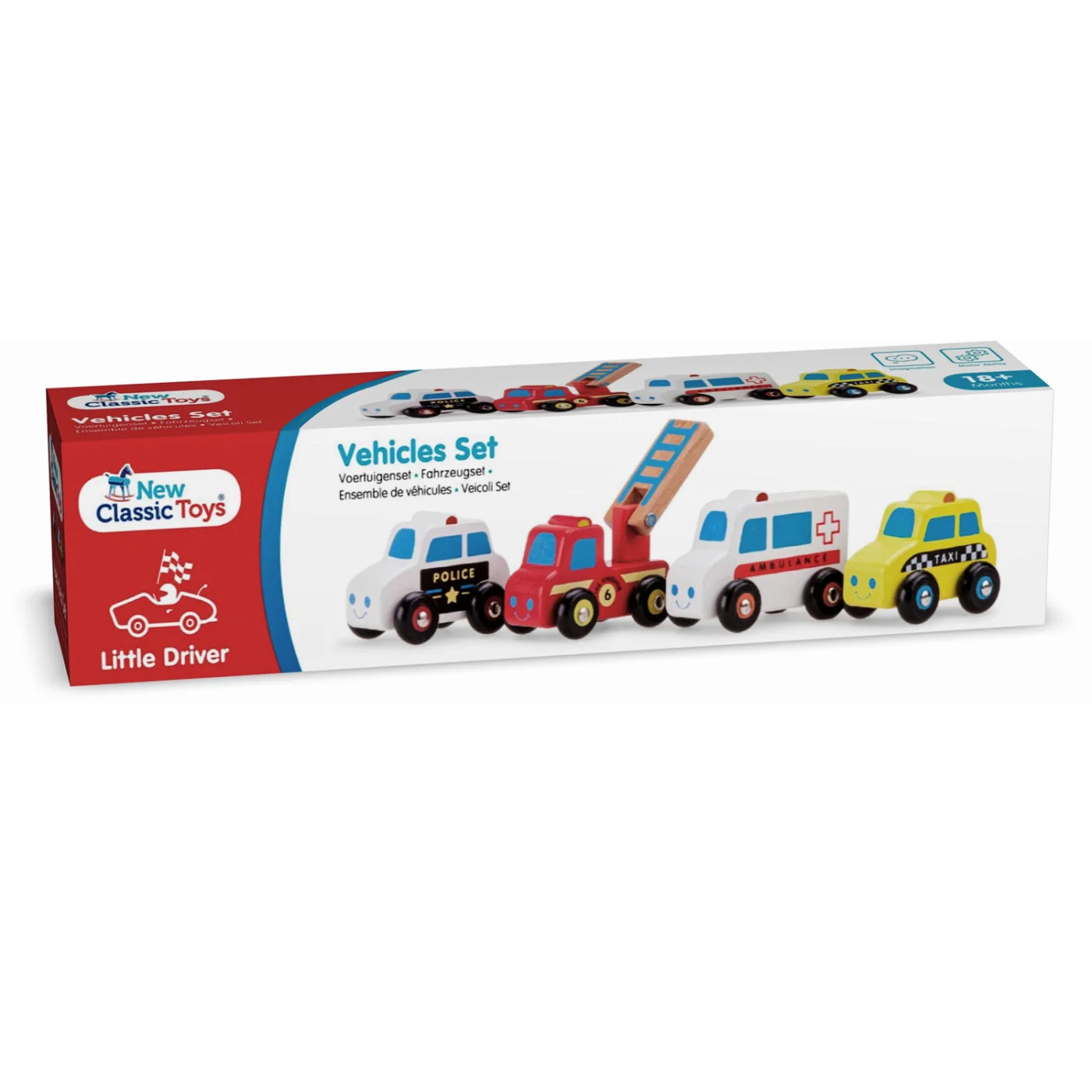 New Classic Toys Sada dřevěných mini vozidel - 4 ks