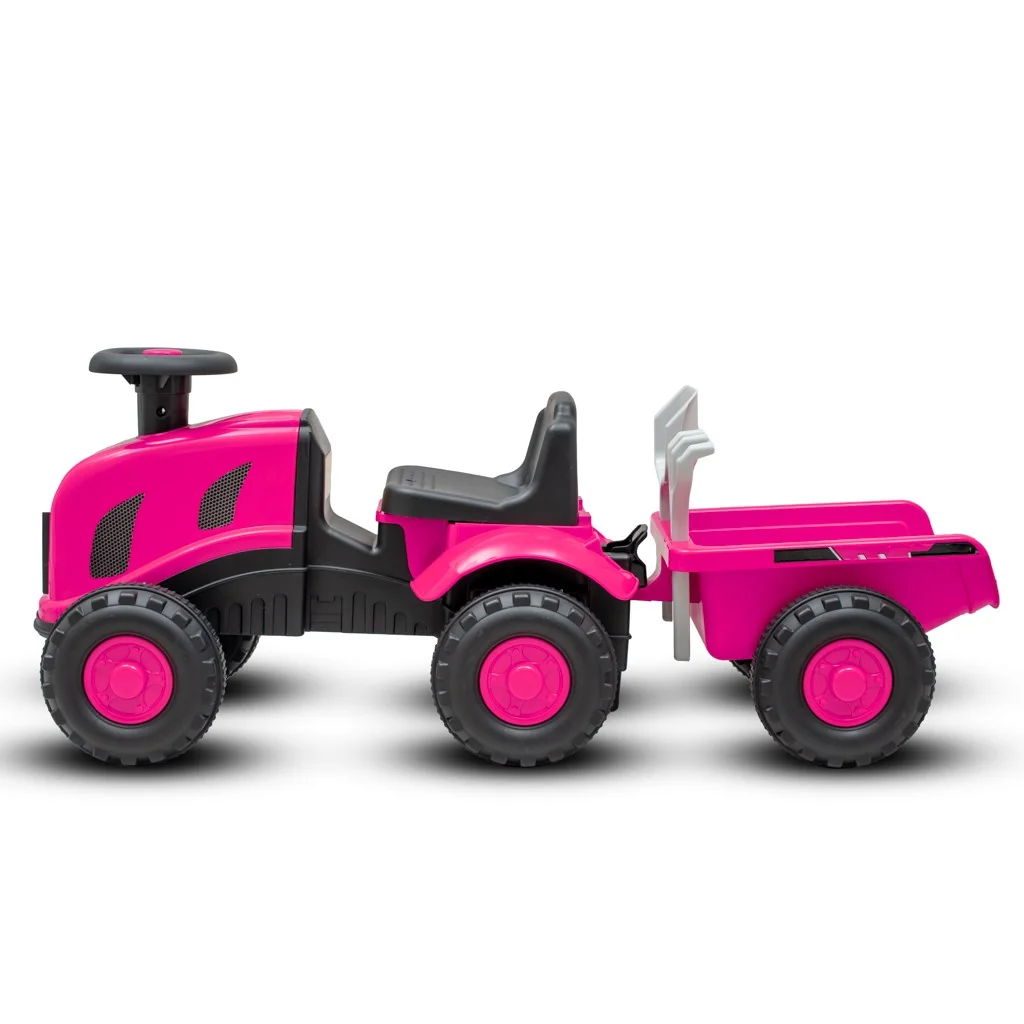 Baby Mix Dětské odrážedlo traktor s vlečkou Benny  růžový 