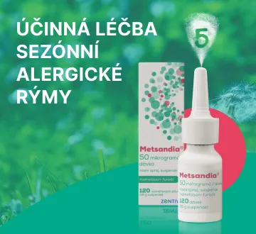 Metsandia 50 mcg/dávka nosní sprej, suspenze 120 dávek. Účinná léčba sezónní alergické rýmy Metsandia 50 mcg/dávka nosní sprej, suspenze 120 dávek. Účinná léčba sezónní alergické rýmy