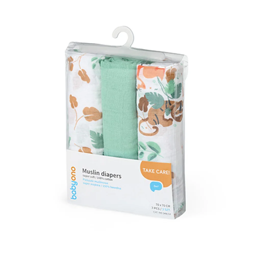 Babyono Pleny mušelínové Super Soft 70x70 cm 3 ks mint