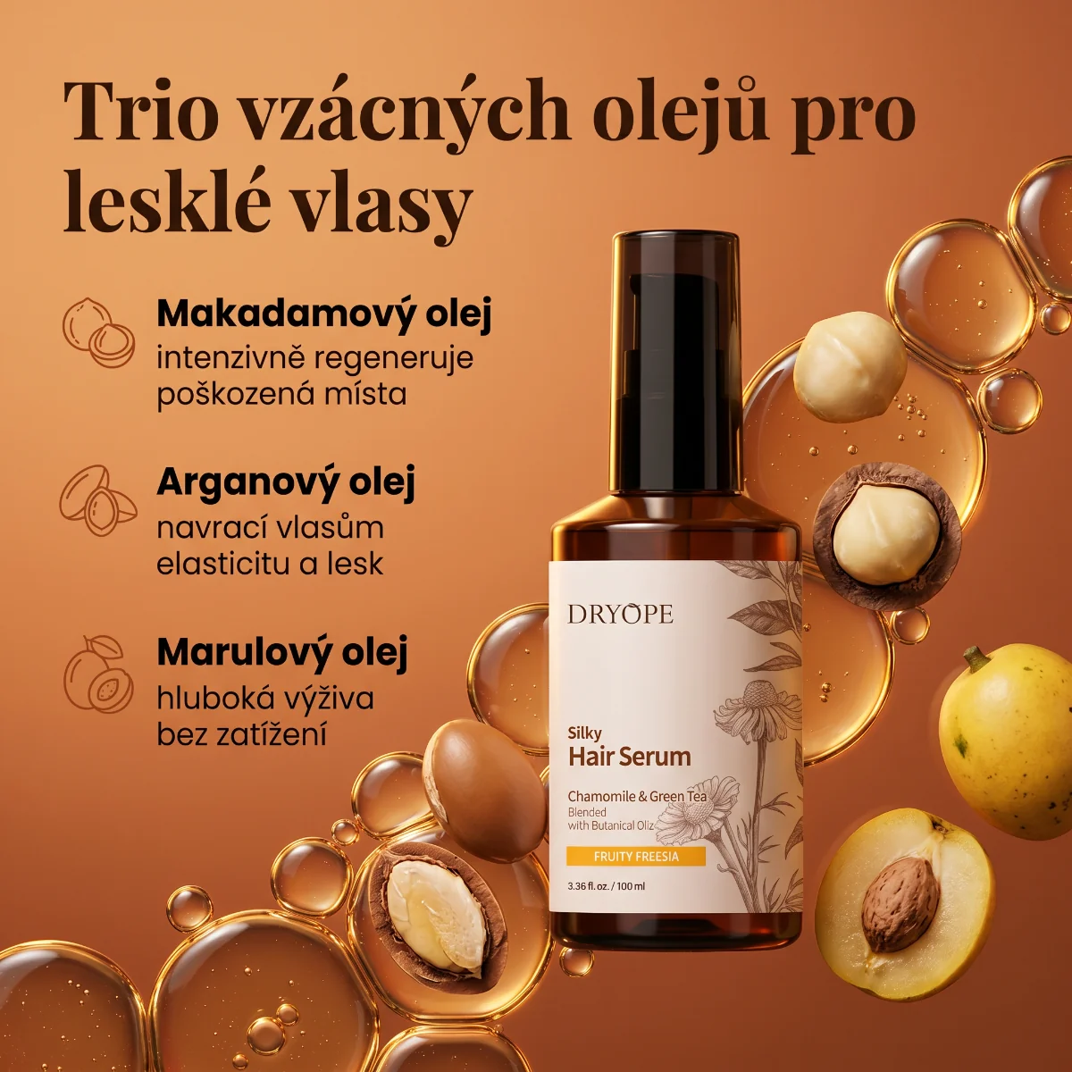 DRYOPE Fruity Freesia intenzivní vyživující sérum na vlasy 100 ml