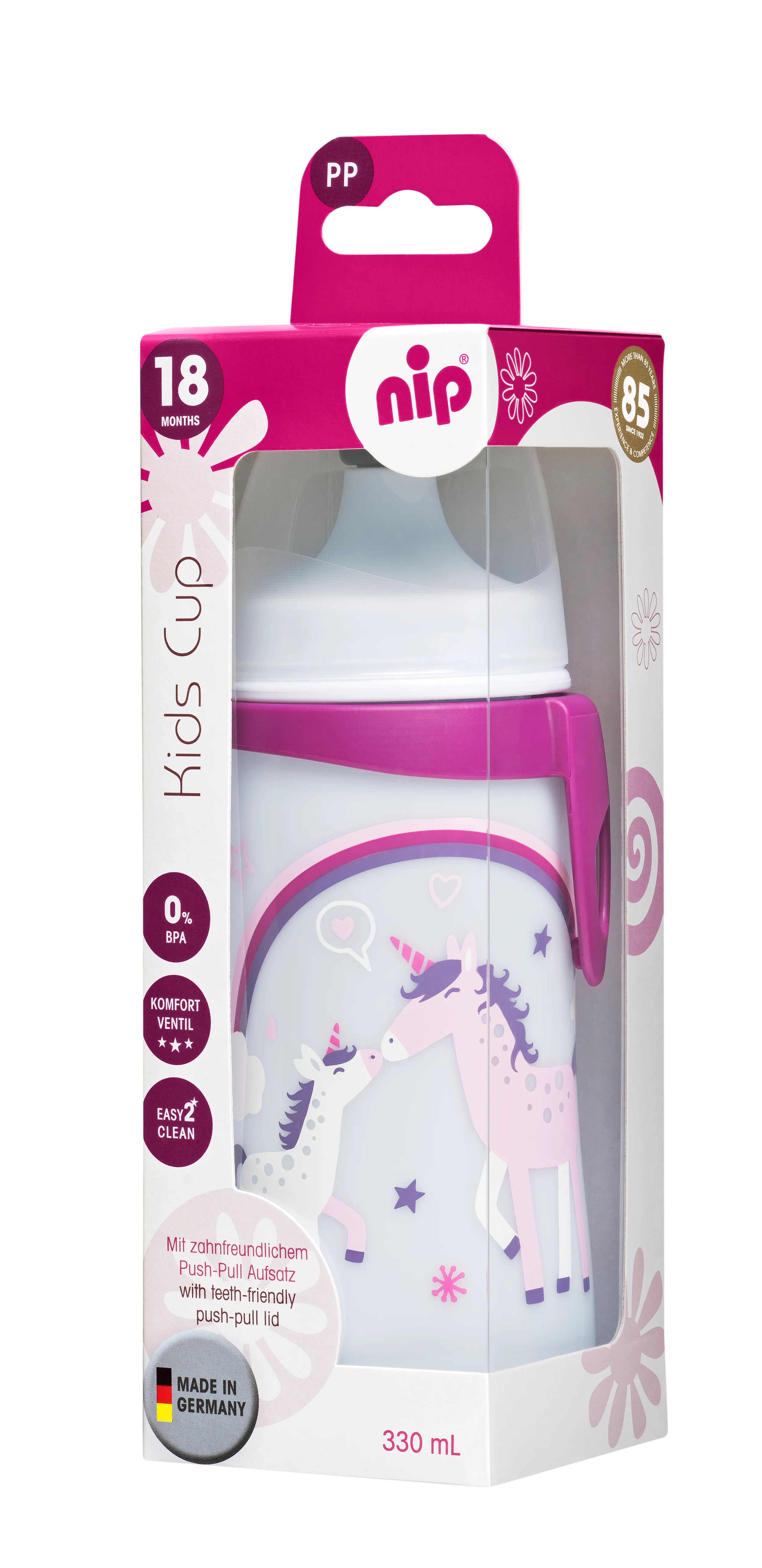 nip Kids cup láhev s pítkem PP, 330ml, holka