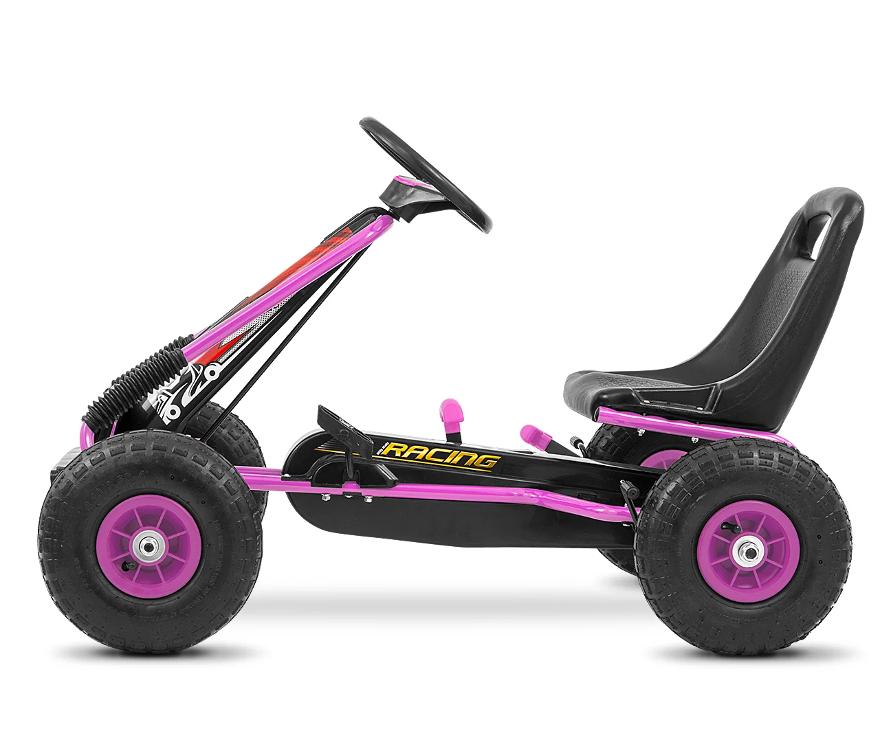 Milly Mally Dětská šlapací motokára THOR – nafukovací kola, brzda, 3–8 let, černá, růžová