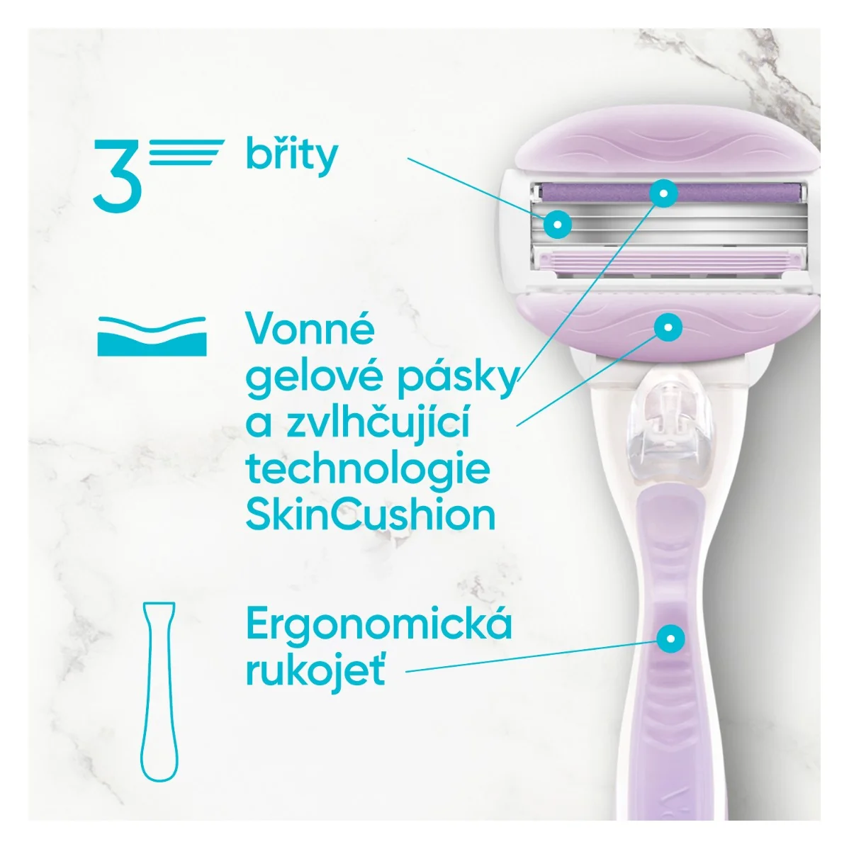 Gillette Venus ComfortGlide Breeze holicí hlavice + kryt na žiletku 6 ks