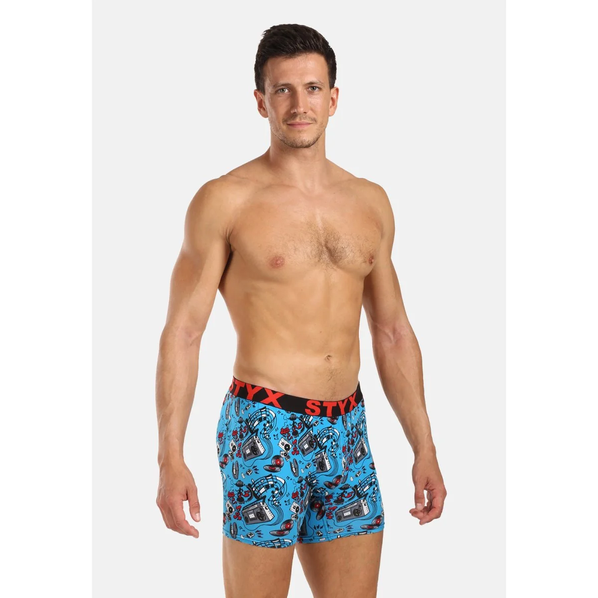 Styx Pánské boxerky long art sportovní guma hudba (UN1558) XL