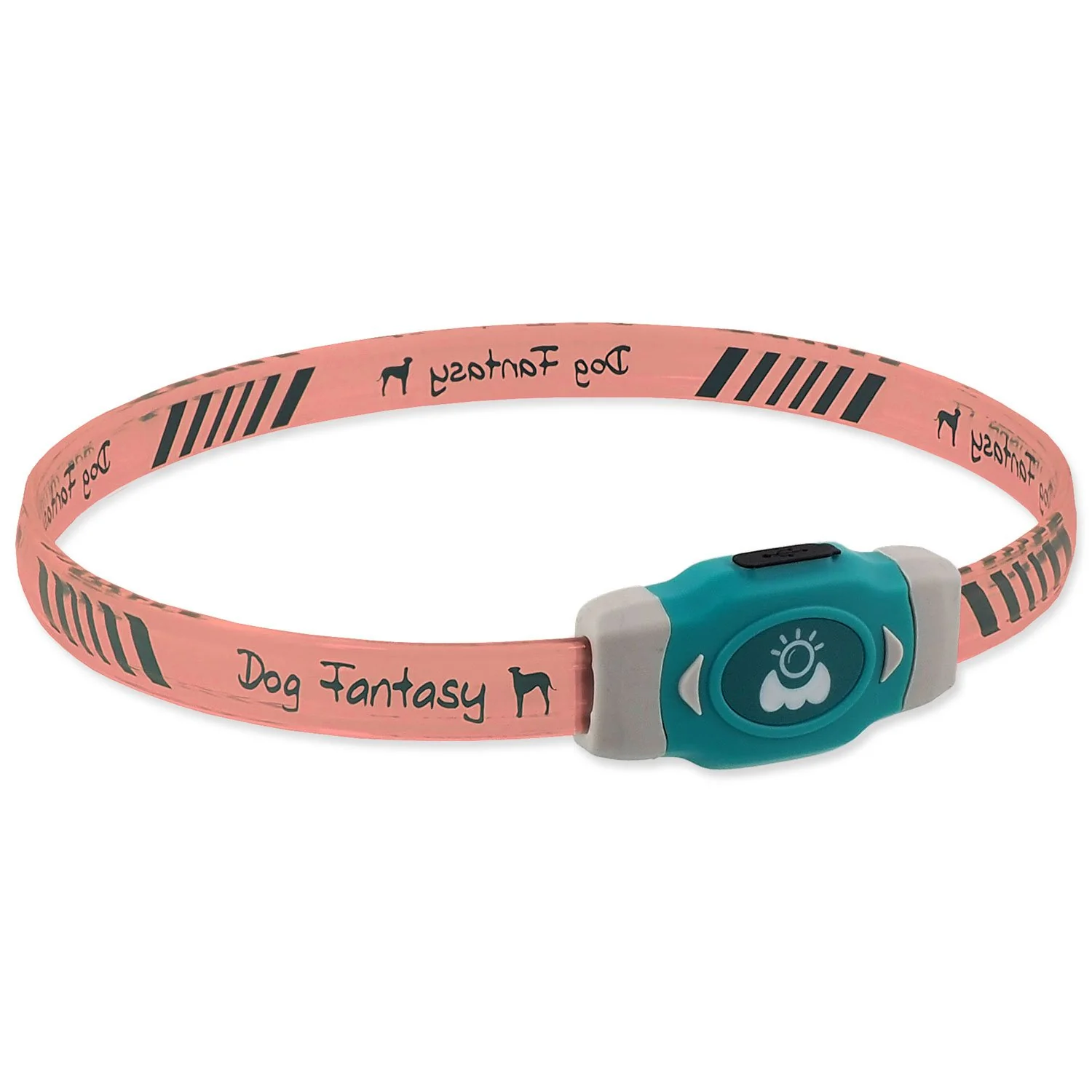Dog Fantasy Obojek LED Svítící různobarevný nabíjecí M 50cm