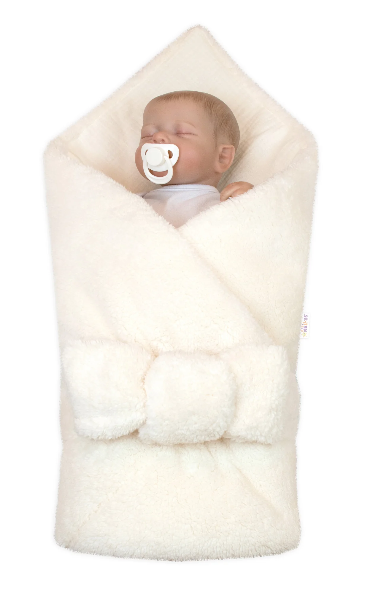 Baby Nellys Luxusní oboustranná zavinovačka/deka/podložka se stuhou, smetanová