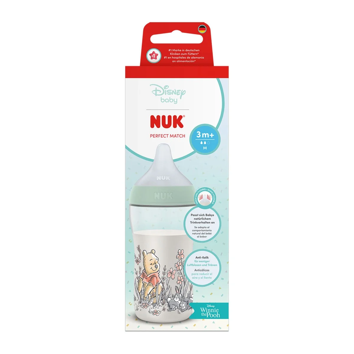 NUK Perfect Match Láhev Disney Medvídek Pú 3m+ 260 ml 1 ks green