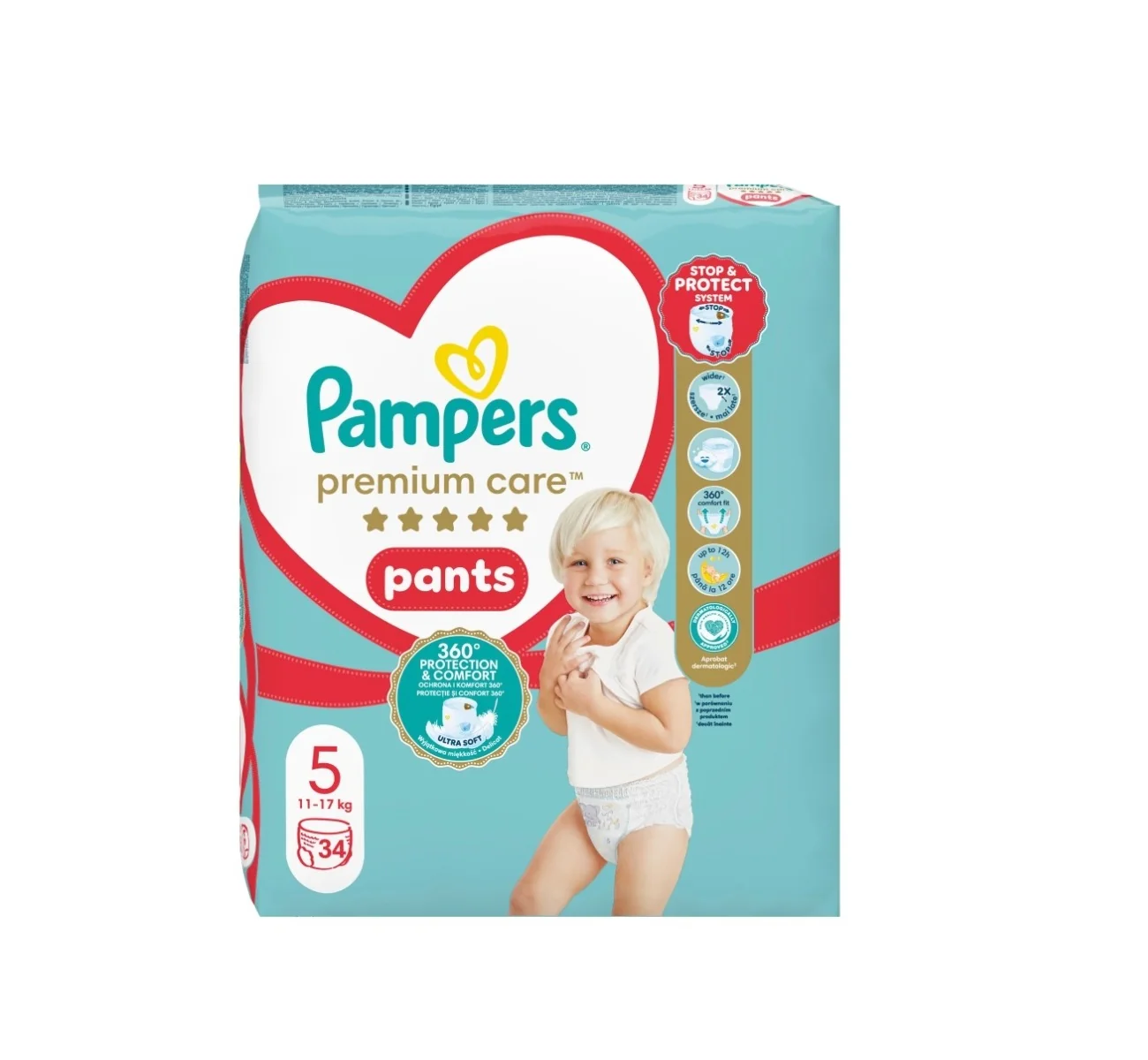 Pampers Premium Care vel. 5 11-17 kg plenkové kalhotky 34 ks