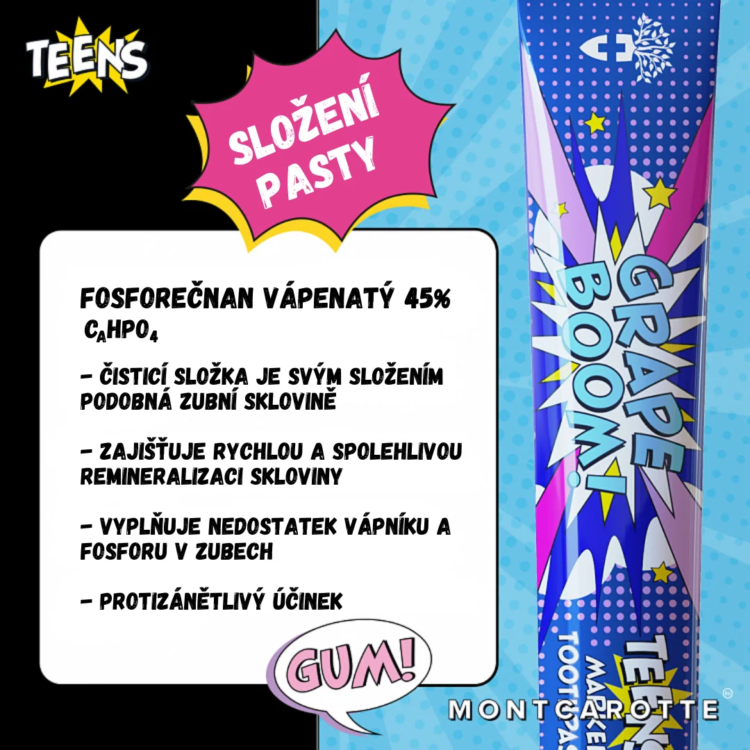 Montcarotte Teens Marker Grape boom zubní pasta 30 ml