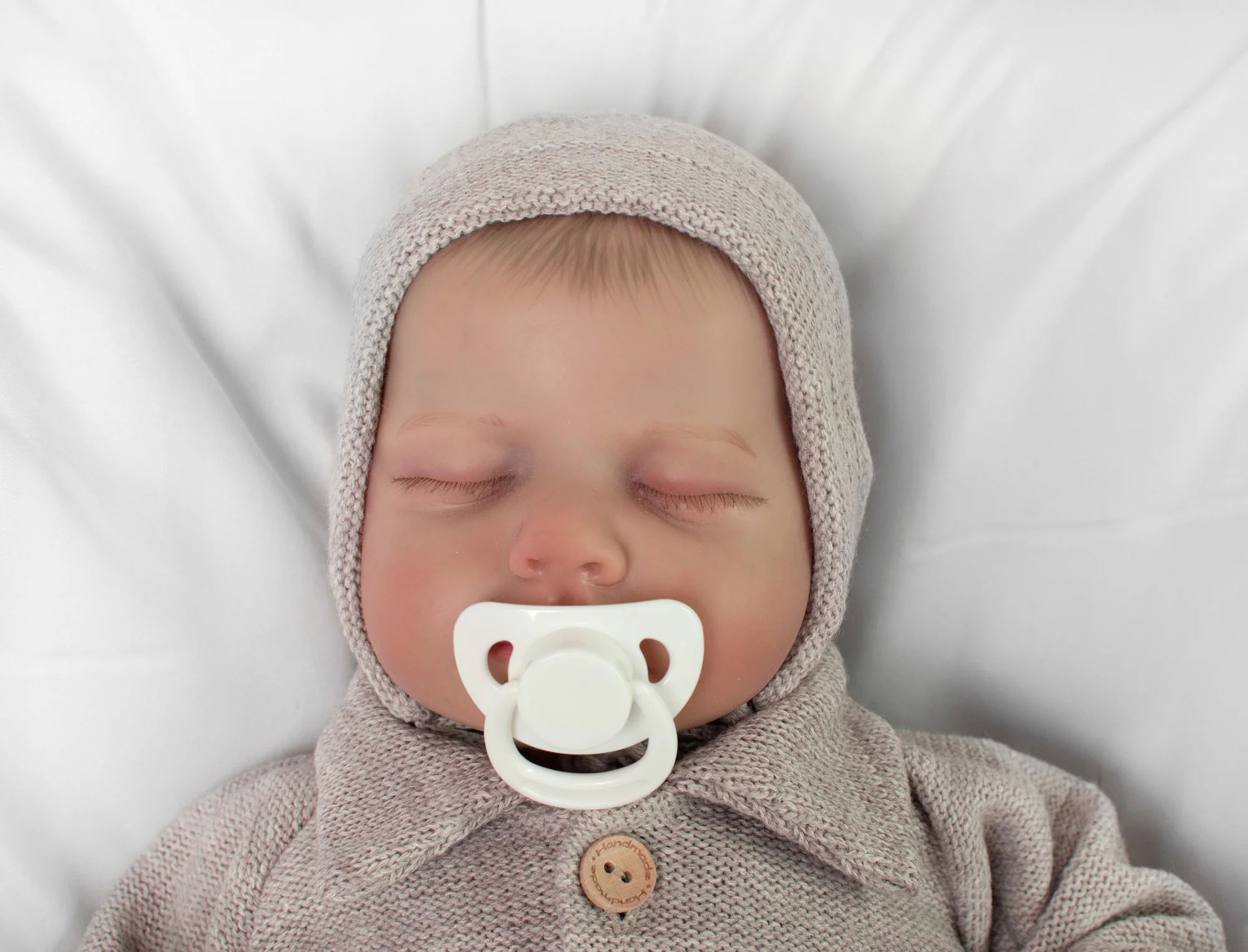 Baby Nellys Pletená čepička bonetka Boy, béžová,56/62
