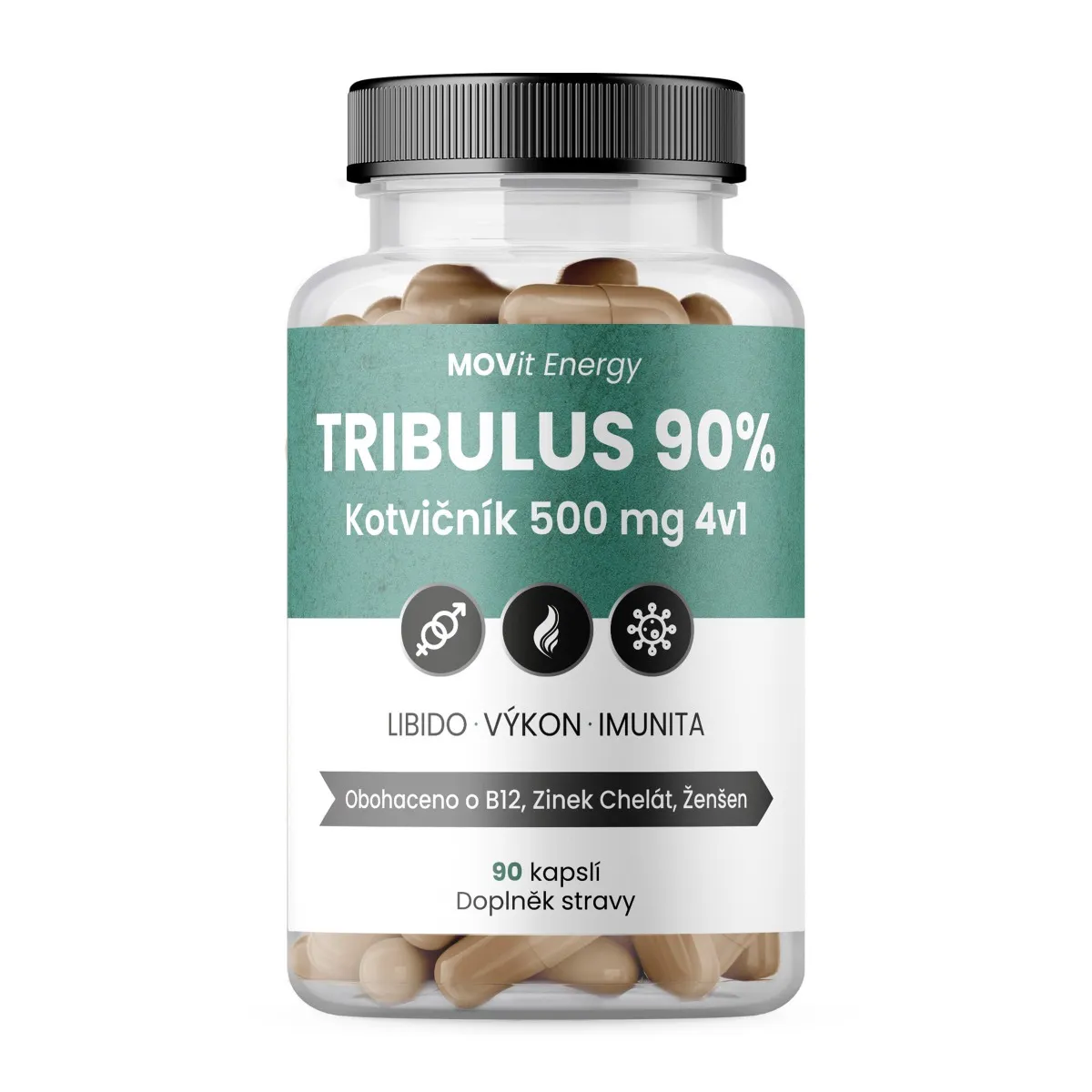 MOVit Energy TRIBULUS 90% Kotvičník 500 mg 4v1 90 kapslí