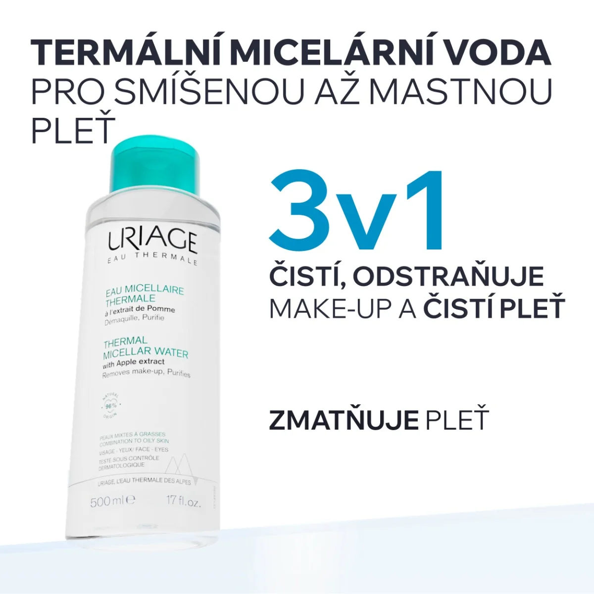 Uriage Micelární termální voda pro smíšenou až mastnou pleť 500 ml