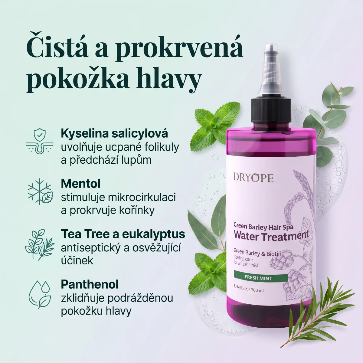 DRYOPE Fresh Mint intenzivní péče při vypadávání vlasů 300 ml