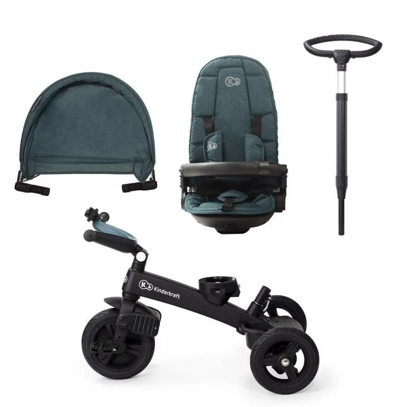 Kinderkraft select Tříkolka Easytwist Midnight Green, Premium