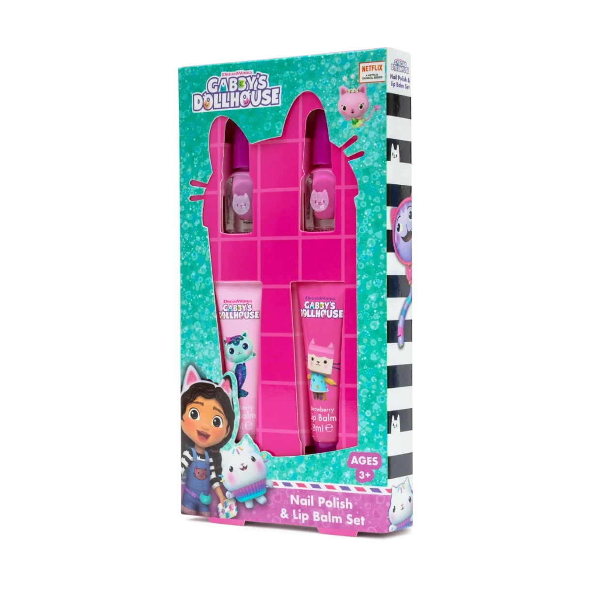Kokomo Gabby´s Dollhouse set balzámů na rty a laků na nehty 4 ks