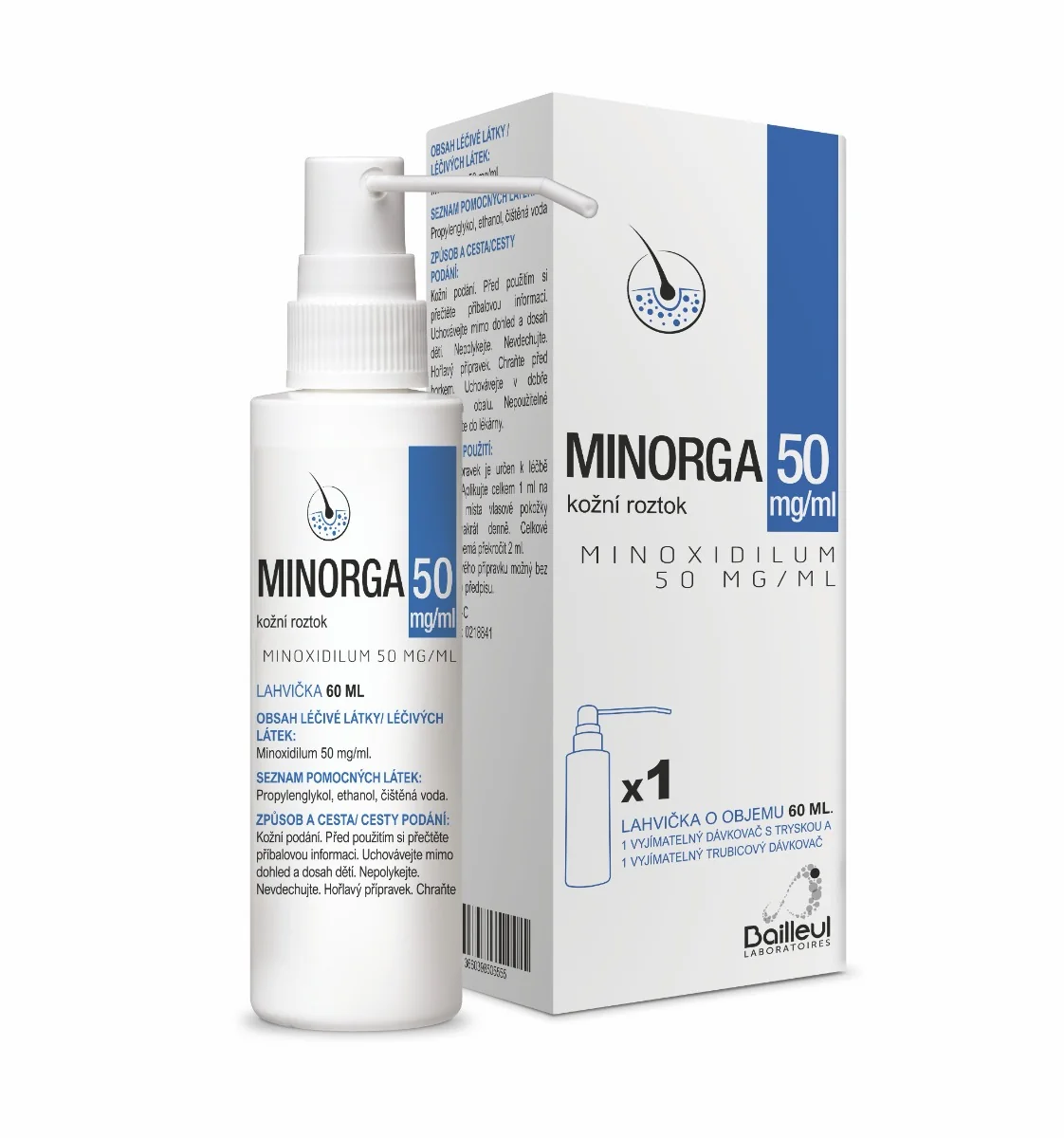 Minorga 50 mg/ml kožní roztok 60 ml