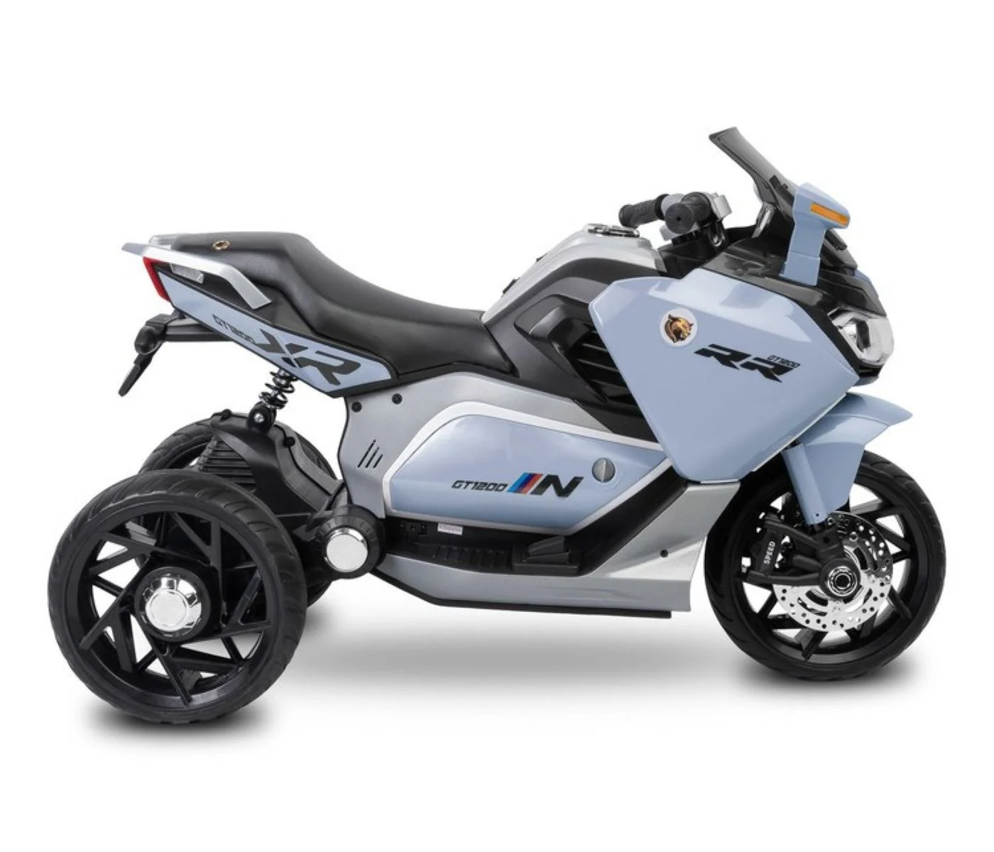 Toyz Elektrická tříkolová motorka pro děti – 2 motory, LED, USB, modrá