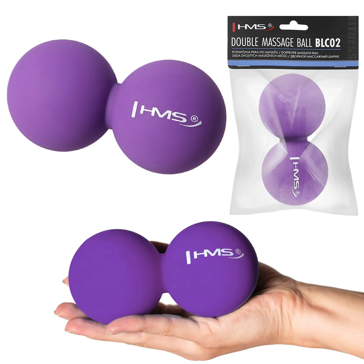 HMS Dvojitý masážní míč Lacrosse ball BLC02 fialový - 6,5cm