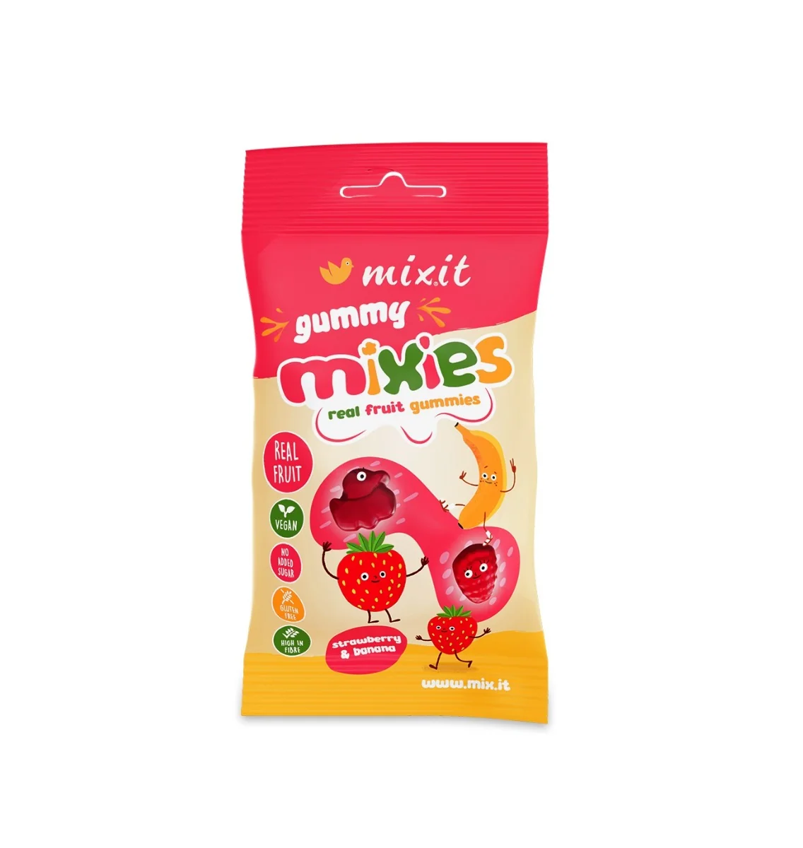 Mixit Ovocné Mixies Jahoda & Banán přírodní želé bonbony 35 g