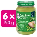 Gerber Organic Brokolice, hrášek a krůtí maso BIO 6m+
