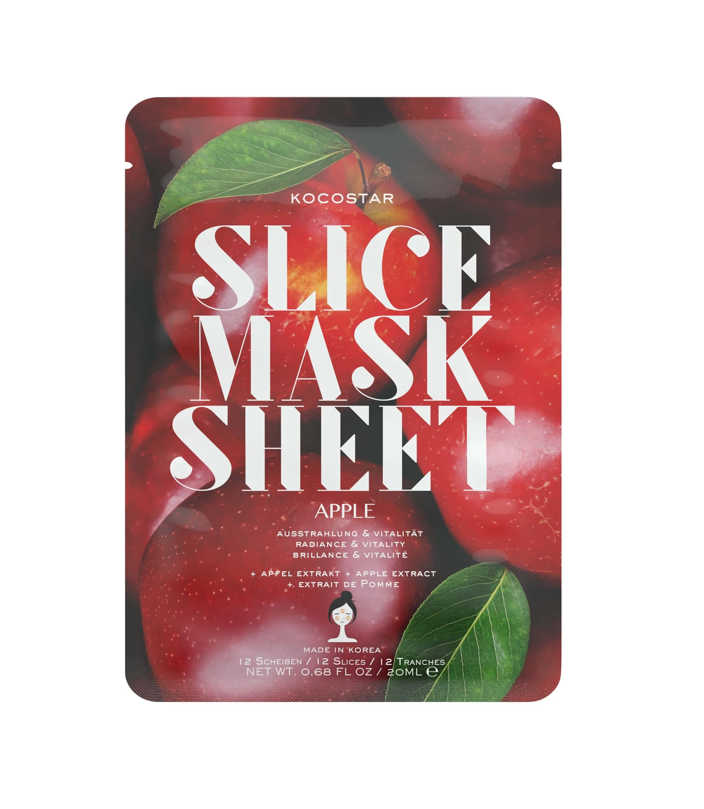 Kocostar Slice mask sheet Jablko rozjasňující pleťová maska 20 ml